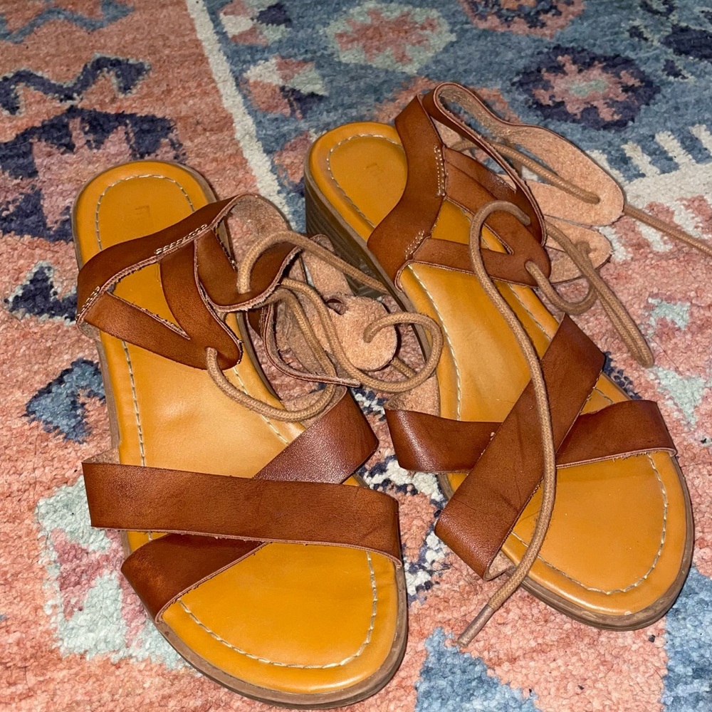 Worn womens sandals work shoes